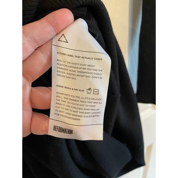 Reformation Edison Dress Black Lace Up Ribbed Long Sleeve size Large - Picture 12 of 12